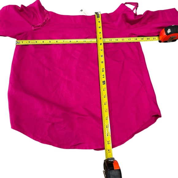 Anthropologie Floreat NWT Mazza Hot Pink Off-Shoulder Boho Top Women's Size 0 - Picture 7 of 8